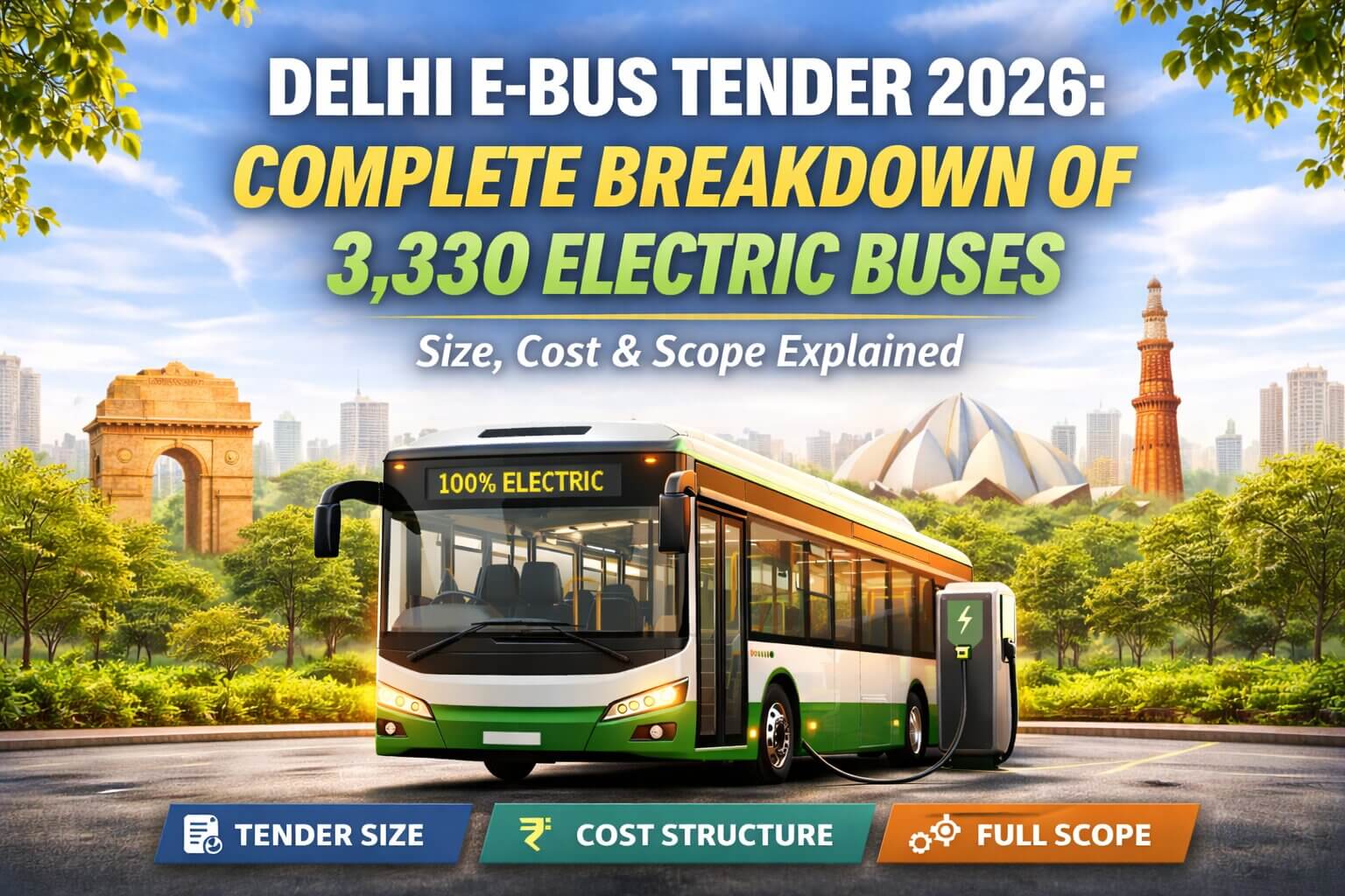 Delhi E-Bus Tender 2026: Complete Breakdown of 3,330 Electric Buses, Cost, and Scope - TenderShark